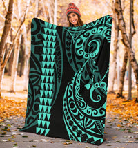 Hawaii Kakau Turquoise Polynesian Premium Blanket - Polynesian Pride