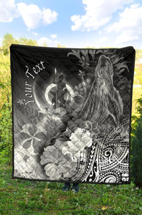 Vanuatu Custom Personalised Premium Quilt - Humpback Whale with Tropical Flowers (White) - Polynesian Pride