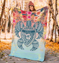Hawaii Turtle Ohana Stary Night Hibiscus Premium Blanket - Polynesian Pride