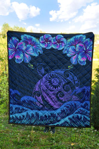 Hawaiian Turtle Hibiscus Polynesian - Premium Quilt - Lucy Style - Polynesian Pride