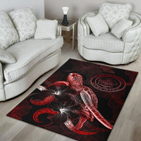 Palau Polynesian Area Rugs - Turtle With Blooming Hibiscus Red - Polynesian Pride