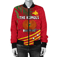 Papua New Guinea Rugby Women Bomber Jacket Coconut Leaves - The Kumuls - Polynesian Pride