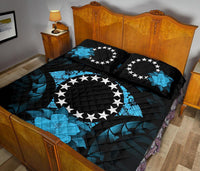 Cook Islands Polynesian Quilt Bed Set Hibiscus Blue - Polynesian Pride