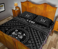 Fiji Quilt Bed Set - Fiji Seal With Polynesian Tattoo Style (Black) - Polynesian Pride