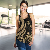 Guam Polynesian Women Racerback Tank - Gold Tentacle Turtle - Polynesian Pride