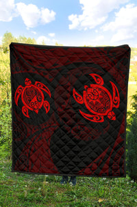 Hawaii Polynesian Turtle Premium Quilt Red - Polynesian Pride