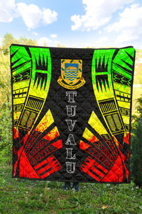 Tuvalu Premium Quilt - Tuvalu Coat Of Arms Polynesian Reggae Tattoo - Polynesian Pride