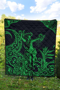 Polynesian Hawaii Premium Quilt - Hula Girl Green - Polynesian Pride