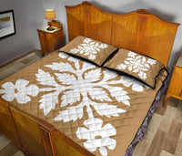 Hawaiian Quilt Bed Set Royal Pattern - Gold - B2 Style - Polynesian Pride