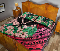 Kanaka Maoli (Hawaiian) - Quilt Bed Set Lauhala Polynesian Hibiscus Pink - Polynesian Pride