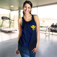 Hawaii Women's Racerback Tank Polynesian Kanaka Map Hawaiian Racerback - Blue - TT Style - Polynesian Pride