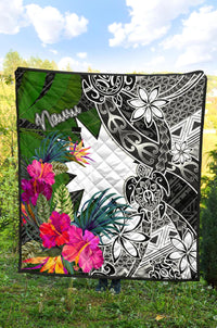 Nauru Premium Quilt - Turtle Plumeria Banana Leaf - Polynesian Pride