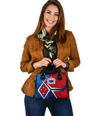 Samoa Shoulder Handbag - Samoa Flag with Polynesian Patterns - Polynesian Pride