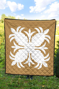 Hawaiian Premium Quilt Royal Pattern - Gold - A2 Style - Polynesian Pride