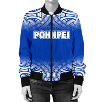 Pohnpei Women's Bomber Jacket - Fog Blue Style - Polynesian Pride