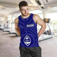 Guam Men's Tank - Guam Seal With Polynesian Tattoo Style (Blue) - Polynesian Pride
