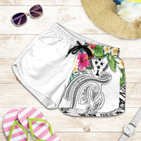 Kosrae Polynesian Women's Shorts - Summer Plumeria (White) Women White - Polynesian Pride