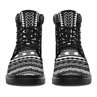Marshall Islands Leather Boots - Polynesian Black Chief Version - Polynesian Pride