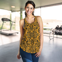 Polynesian Women's Racerback Tank Yellow Black - Polynesian Pride