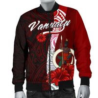 Vanuatu Polynesian Men's Bomber Jacket - Coat Of Arm With Hibiscus - Polynesian Pride