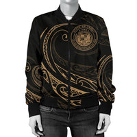 Hawaii Coat Of Arms Polynesian Women's Bomber Jacket - Gold - Frida Style - Polynesian Pride
