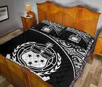 Samoa Quilt Bed Set - Samoa Coat Of Arms Polynesian Black Curve Version - Polynesian Pride