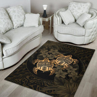 hawaii Rug - Turtle Strong Pattern Hibiscus Plumeria Gold AH - Polynesian Pride