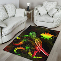 Nauru Polynesian Area Rugs - Turtle With Blooming Hibiscus Reggae - Polynesian Pride