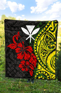 Hawaii Premium Quilt - Kanaka Maoli Hibiscus Flowers - Polynesian Pride
