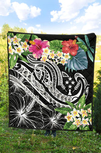 Kosrae Polynesian Premium Quilt - Summer Plumeria (Black) - Polynesian Pride