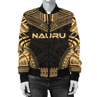 Nauru Polynesian Chief Women'S Bomber Jacket - Gold Version - Polynesian Pride