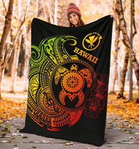 Hawaii Polynesian Premium Blanket - Vintage Polynesian Turtle (Reggae) - Polynesian Pride