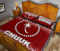 Chuuk Quilt Bed Set - Chuuk Flag Red Fog Style - Polynesian Pride