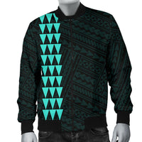Hawaii Kakau Polynesian Coat Of Arms Men's Bomber Jacket - Turquoise - Polynesian Pride
