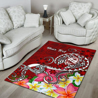 Guam Custom Personalised Area Rug - Turtle Plumeria (Red) - Polynesian Pride
