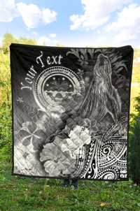 Federated States of Micronesia Custom Personalised Premium Quilts - Humpback Whale with Tropical Flowers (White) - Polynesian Pride