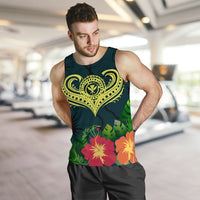 Polynesian Hawaii Kanaka Maoli Men's Tank Top - Heart with Hibiscus - Polynesian Pride