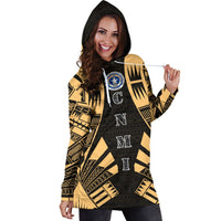 Northern Mariana Islands Hoodie Dress - Polynesian Tattoo Gold - Polynesian Pride