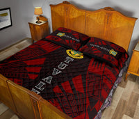 Tuvalu Quilt Bed Set - Tuvalu Coat Of Arms Red Tattoo Style - Polynesian Pride