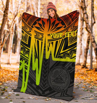 American Samoa Personalised Premium Blankets - Seal With Polynesian Pattern Heartbeat Style (Reggae) - Polynesian Pride