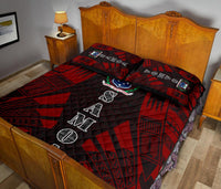 Samoa Quilt Bed Set - Samoa Coat Of Arms Polynesian Red Tattoo Style - Polynesian Pride
