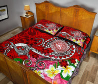 American Samoa Polynesian Quilt Bed Set - Turtle Plumeria (Red) - Polynesian Pride