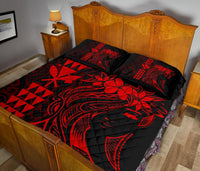Hawaii Map Kanaka Polynesian Hula Girl Quilt Bed Set - Red - Polynesian Pride