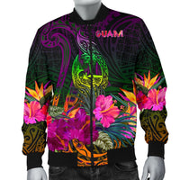 Guam Polynesian Men's Bomber Jacket - Summer Hibiscus - Polynesian Pride