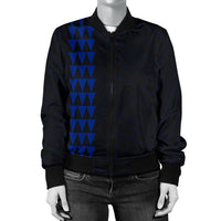 Hawaii Kakau Polynesian Anchor Women's Bomber Jacket - Blue - Polynesian Pride