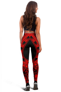 Samoa Women Leggings Polynesian Pattern Red - Polynesian Pride