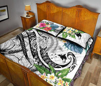 Papua New Guinea Polynesian Quilt Bed Set - Summer Plumeria (White) - Polynesian Pride