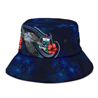 Samoa Polynesian Bucket Hat - Blue Turtle Hibiscus - Polynesian Pride