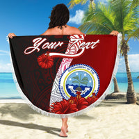 Federated States Of Micronesia Custom Personalised Beach Blanket - Coat Of Arm With Hibiscus - Polynesian Pride
