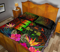 Fiji Polynesian Quilt Bed Set - Hibiscus and Banana Leaves - Polynesian Pride